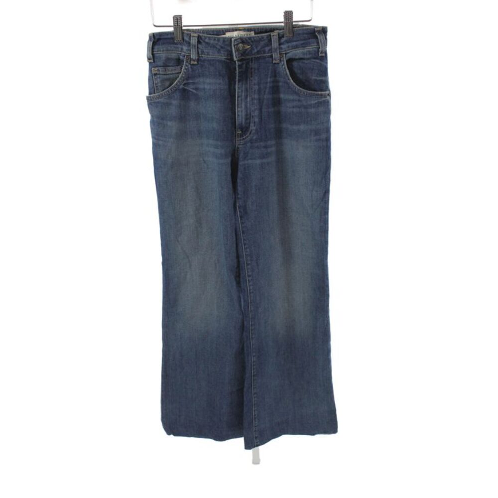 Nili Lotan Women Wide-Leg High Rise Dark Blue Jeans Size 25